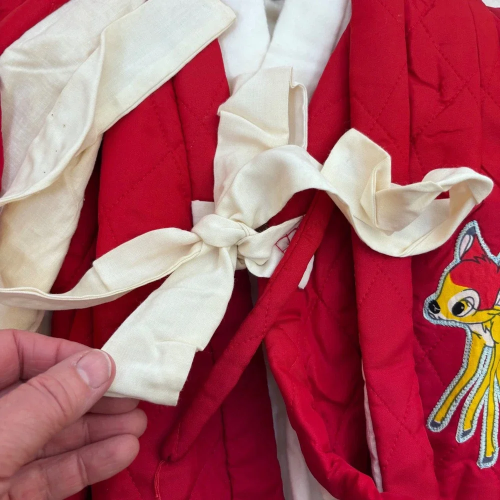 Vintage Walt Disney Bambi Red Japanese‎ Kimono Robe Quilted 2pc Applique 1-3yr